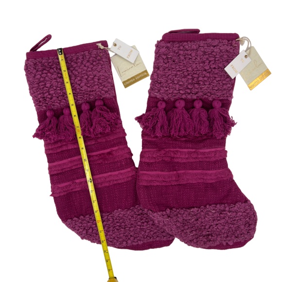 Lumina Lou (2) India Magenta Tassel Holiday Christmas Stocking Nordstrom 12x20 - Picture 6 of 7